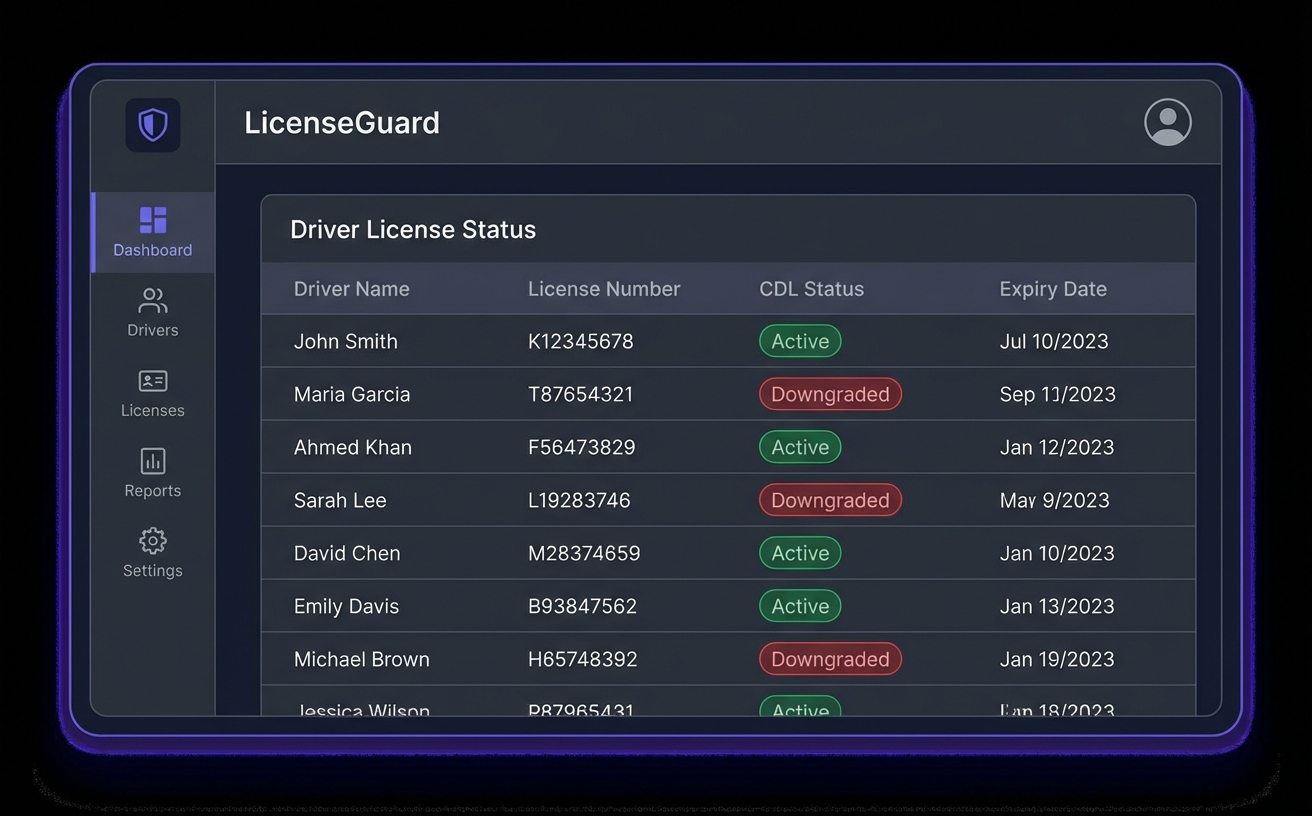 LicenseGuard dashboard